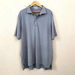 Peter Millar Summer Comfort XXL Gray Stripes Performance Jersey Golf Polo Shirt